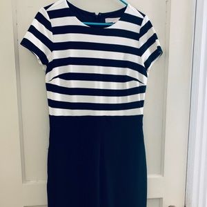 LOFT Black & White striped knit dress.